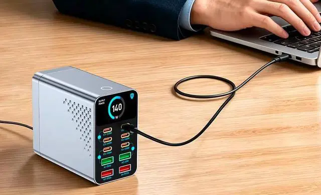 Alt view image 5 of 5 - 140W GaN Charger Digital Display Fast Charging Station 10 IN 1 PD+QC Multi-port Charger USB Type C For Laptop Smartphone Table