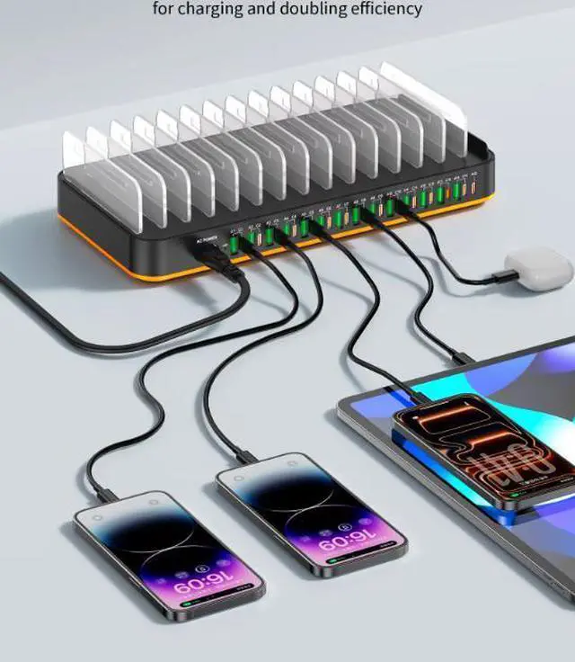 Alt view image 4 of 5 - 29 Ports USB Smart multi-port Charging dock With Separated Divider Fast Charging for Smartphone Tablet 420W