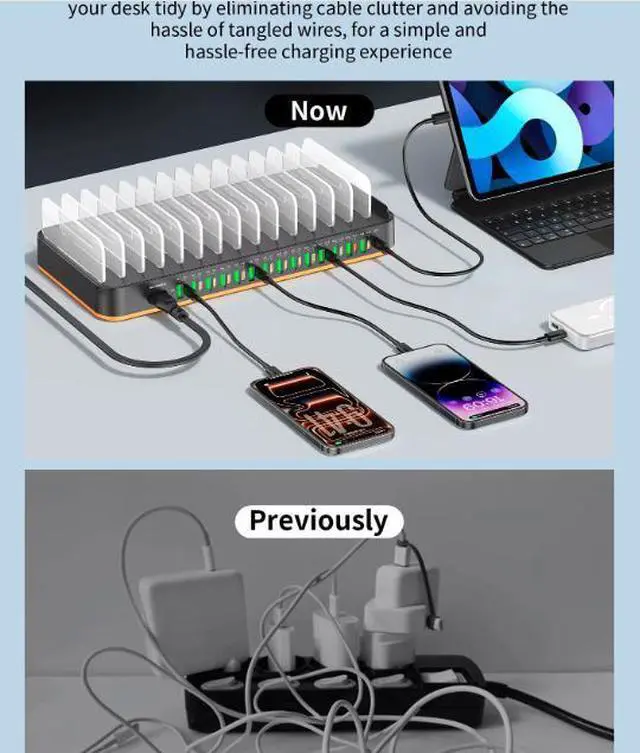 Alt view image 5 of 5 - 29 Ports USB Smart multi-port Charging dock With Separated Divider Fast Charging for Smartphone Tablet 420W