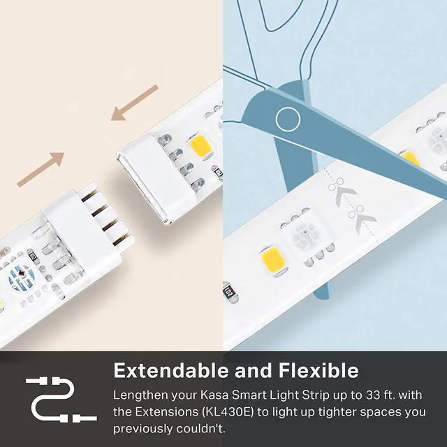 Alt view image 12 of 20 - Kasa Smart LED Light Strip KL430, 16 Color Zones RGBIC, 6.6ft Wi-Fi LED Lights Work with Alexa, Google Home &IFTTT, No Hub Required