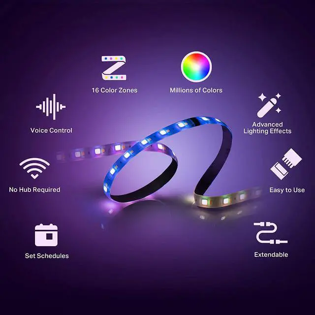 Alt view image 14 of 20 - Kasa Smart LED Light Strip KL430, 16 Color Zones RGBIC, 6.6ft Wi-Fi LED Lights Work with Alexa, Google Home &IFTTT, No Hub Required