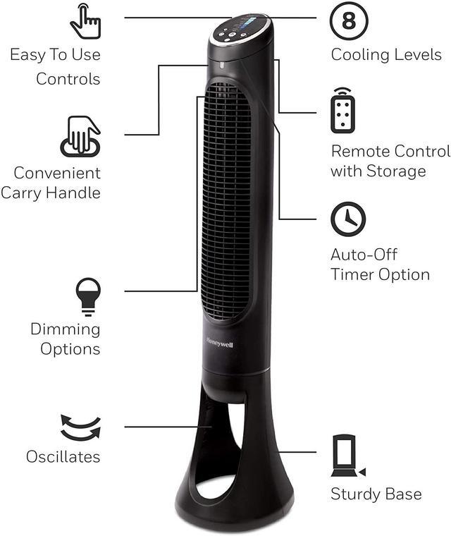 Alt view image 17 of 20 - Honeywell QuietSet 8-Speed Whole-Room Tower Fan 10W x 40H Black HYF290B