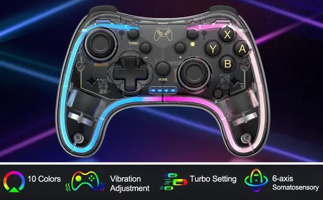 Main image of Switch Controller,Wireless Switch Pro Controller Compatible with Nintendo Switch/Switch lite/Switch OLED,Pro Controller Switch Switch ControllerSupport Turbo,Wake-up Function and Adjustable LED(Black)