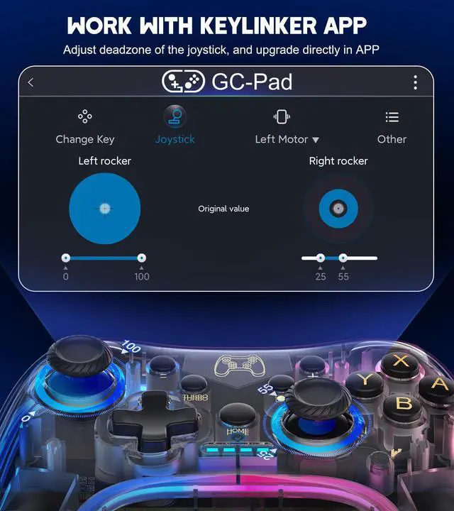 Alt view image 4 of 7 - Switch Controller,Wireless Switch Pro Controller Compatible with Nintendo Switch/Switch lite/Switch OLED,Pro Controller Switch Switch ControllerSupport Turbo,Wake-up Function and Adjustable LED(Black)