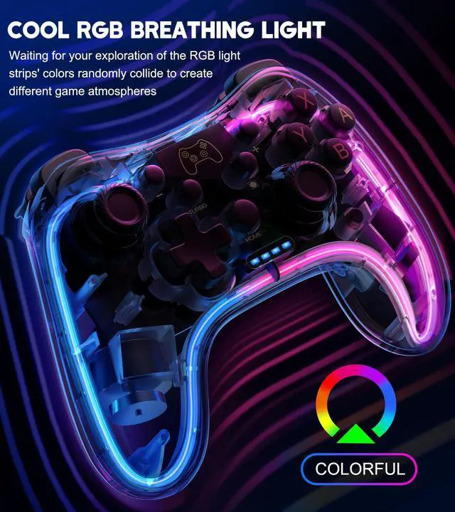 Alt view image 7 of 7 - Switch Controller,Wireless Switch Pro Controller Compatible with Nintendo Switch/Switch lite/Switch OLED,Pro Controller Switch Switch ControllerSupport Turbo,Wake-up Function and Adjustable LED(Black)