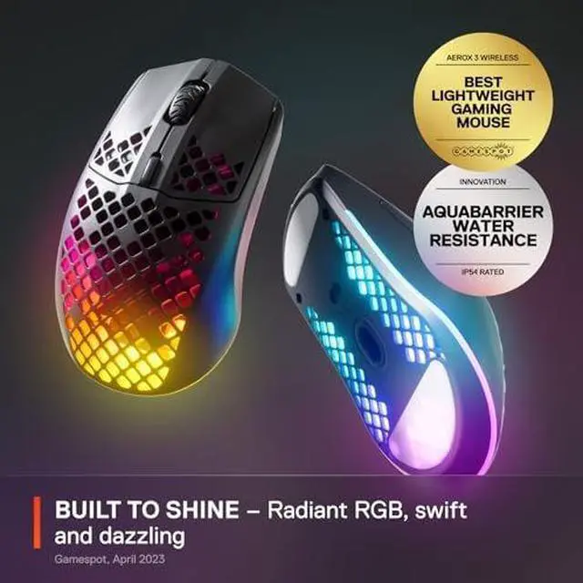 Alt view image 20 of 20 - SteelSeries - Aerox 3 2022 Edition Wireless Optical Gaming Mouse with Ultra Lightweight Design - Onyx (62612)