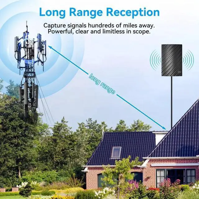 Alt view image 3 of 7 - 5600 Miles Digital TV Antenna 1080P 4K Waterproof HDTV Amplified Outdoor Indoor