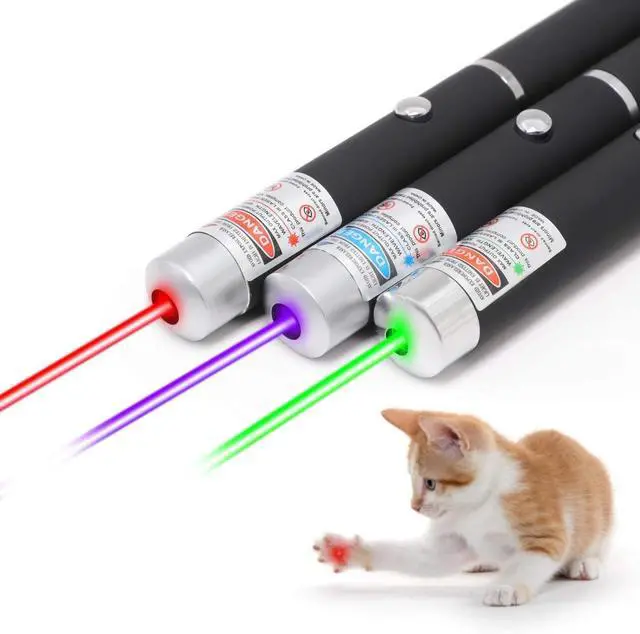 Alt view image 6 of 7 - 3 Packs 900Mile Laser Pointer Pen Green Blue Red Light Visible Beam Lazer