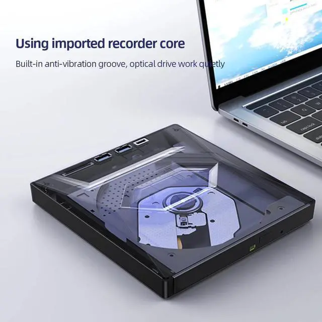 Alt view image 7 of 7 - External CD DVD Drive USB 3.0 Writer Burner Player for PC Laptop Windows 11 10