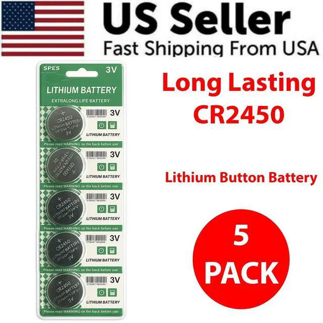 Alt view image 4 of 7 - 5 PACK Super Fresh Long CR2450 ECR 2450 3v LITHIUM Coin Cell Battery Exp. 2029