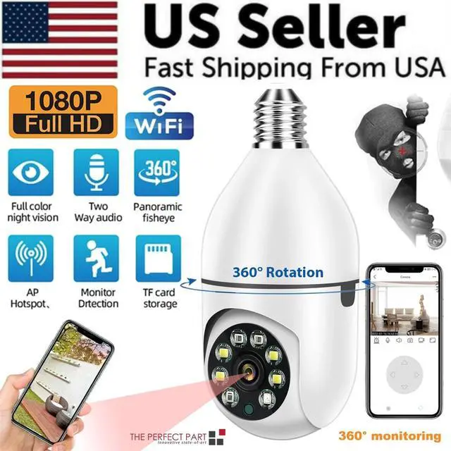 Alt view image 2 of 7 - 360° 1080P IP E27 Light Bulb Camera Wi-Fi IR Night Smart Home Wireless Security