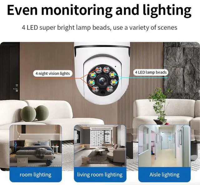 Alt view image 6 of 7 - 360° 1080P IP E27 Light Bulb Camera Wi-Fi IR Night Smart Home Wireless Security