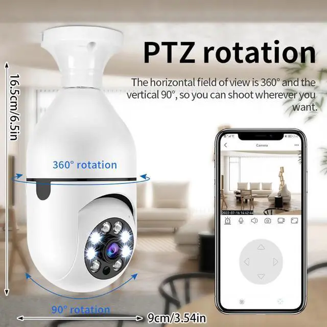 Alt view image 7 of 7 - 360° 1080P IP E27 Light Bulb Camera Wi-Fi IR Night Smart Home Wireless Security