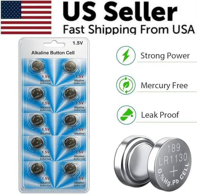 Alt view image 2 of 7 - 10 PCS LR1130 AG10 389 Alkaline Battery 1.5V Button Cell for Watch Calculator US