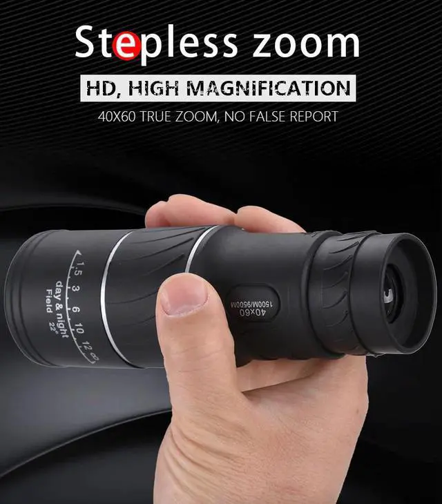 Alt view image 3 of 7 - 40X60 Monocular Binoculars With Night Vision BAK4 Prism High Power Waterproof
