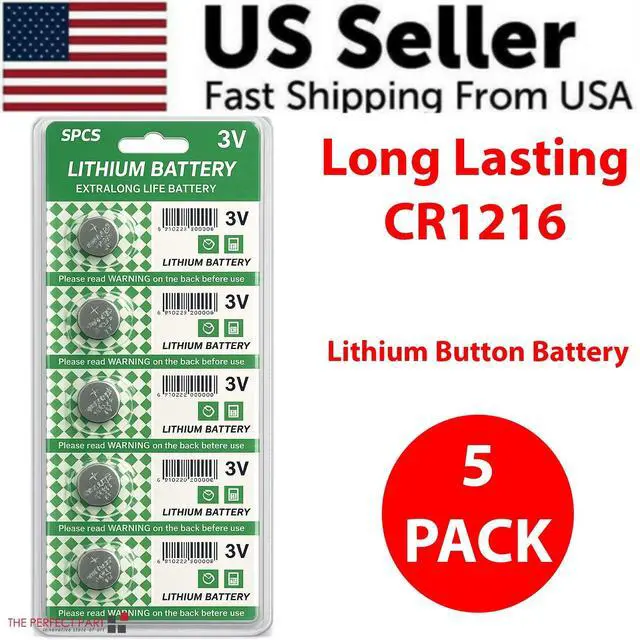 Alt view image 2 of 7 - 5 PCS New Lithium Battery 3V CR1216 /CR 1216 Button Cell Watch Calculator Long