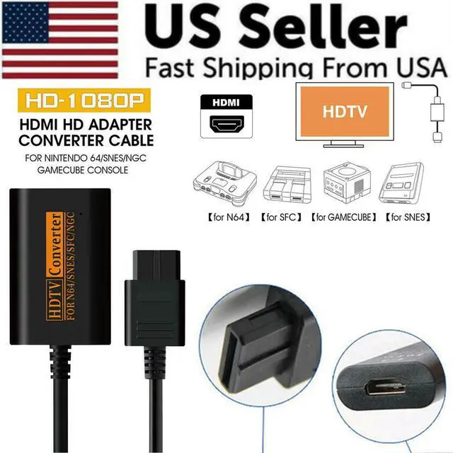 Alt view image 2 of 7 - N64 To HDMI Converter Adapter HD Link Cable For Nintendo Gamecube Super NES SNES