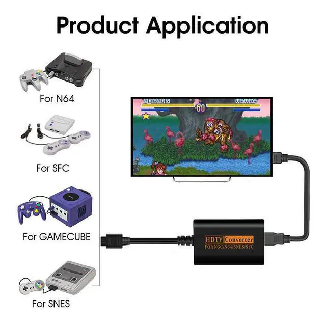 Alt view image 7 of 7 - N64 To HDMI Converter Adapter HD Link Cable For Nintendo Gamecube Super NES SNES