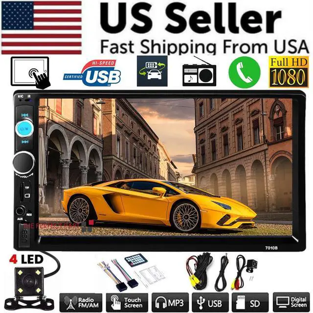 Alt view image 2 of 7 - 7" Double 2 DIN Car MP5 Player Bluetooth Touch Screen Stereo Radio With Camera