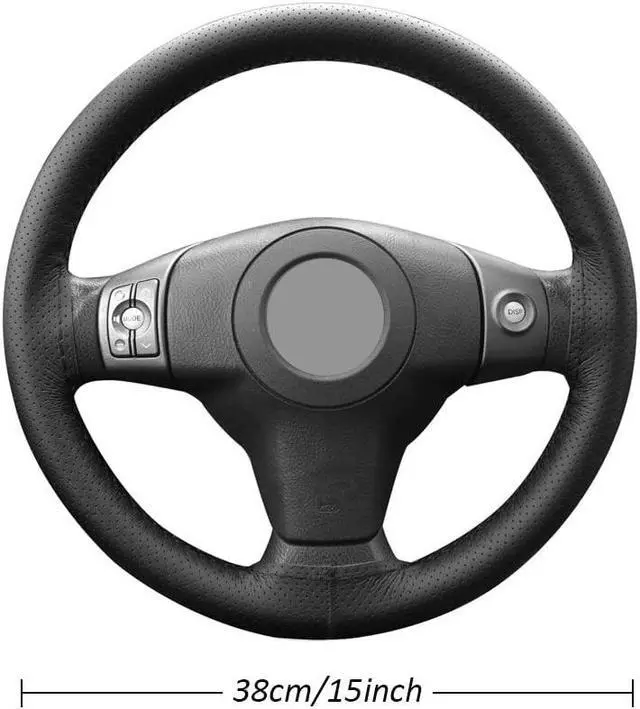 Alt view image 3 of 7 - Genuine Leather DIY Car Steering Wheel Cover Anti-slip For 15"/38 cm Black US