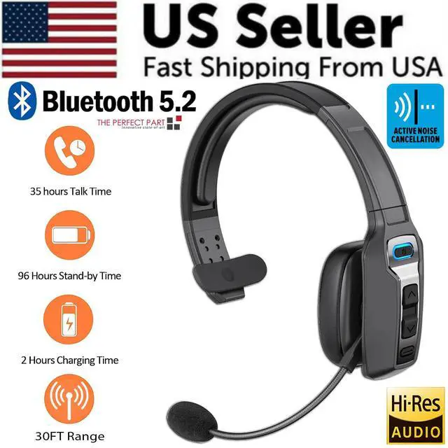 Alt view image 2 of 6 - Trucker Bluetooth 5.2 Wireless Headset With Noise Cancelling Mic For Phones PC