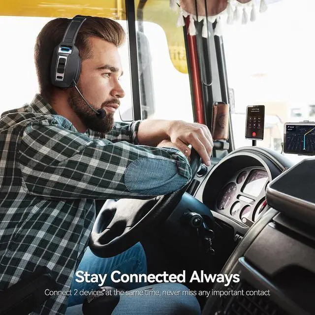 Alt view image 6 of 6 - Trucker Bluetooth 5.2 Wireless Headset With Noise Cancelling Mic For Phones PC
