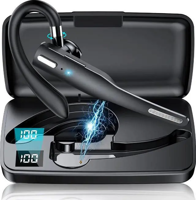 Alt view image 6 of 7 - Trucker Wireless Headset Bluetooth 5.1 Earpiece Dual Mic Earbud Noise Cancelling