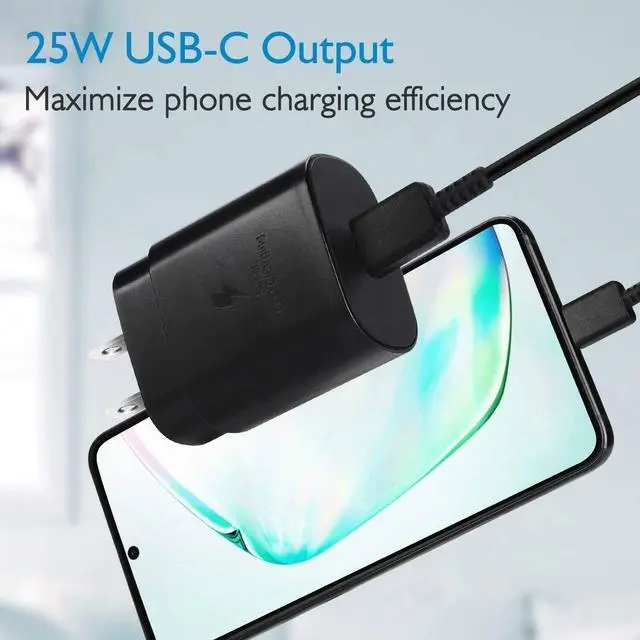 Alt view image 4 of 7 - 25W USB-C Super Fast Wall Charger 10FT Cable For Samsung Galaxy S25 S24 S23 S22