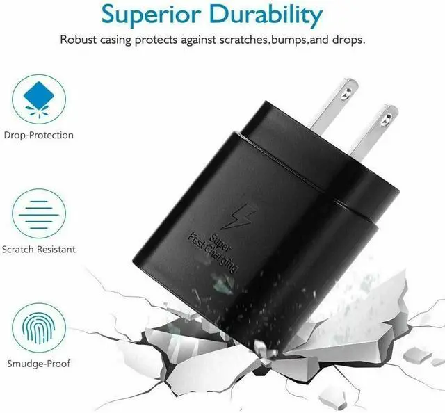Alt view image 7 of 7 - 25W USB-C Super Fast Wall Charger 10FT Cable For Samsung Galaxy S25 S24 S23 S22