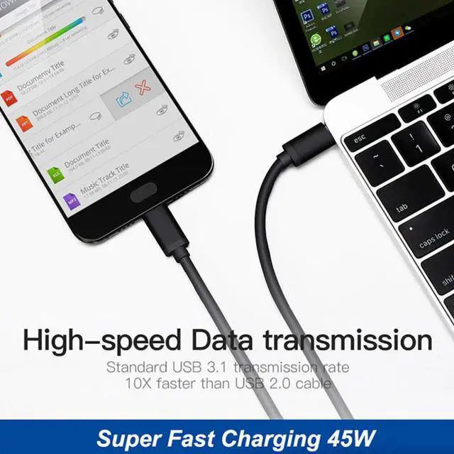 Alt view image 5 of 7 - 45W USB-C Super Fast Wall Charger 10FT Cable For Samsung Galaxy S25 S24 S23 S22