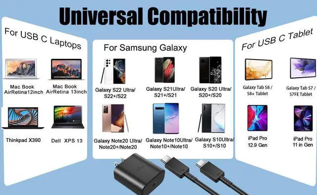 Alt view image 7 of 7 - 45W USB-C Super Fast Wall Charger 10FT Cable For Samsung Galaxy S25 S24 S23 S22