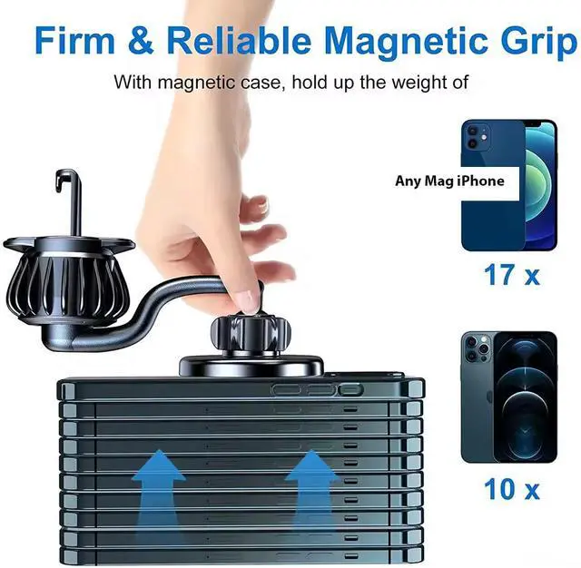 Alt view image 3 of 7 - Strong Magnetic 360° Rotation Mag Safe Air Vent Car Mount Dashboard Phone Holder