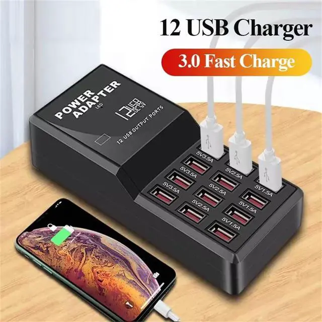 Alt view image 5 of 7 - Multi 12 Port USB Charging Station Hub Desktop Wall Cell Phone Charger Organizer