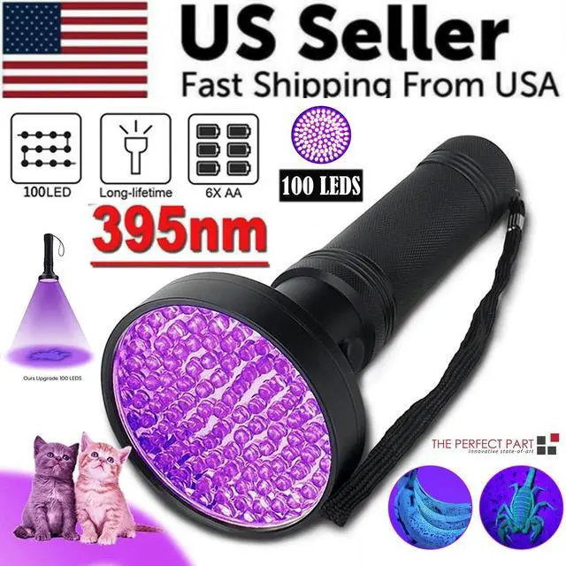 Alt view image 2 of 7 - UV Ultraviolet Light 100 LED Flashlight BlackLight 395nM Inspection Lamp Torch
