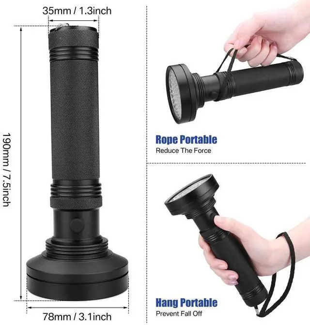 Alt view image 4 of 7 - UV Ultraviolet Light 100 LED Flashlight BlackLight 395nM Inspection Lamp Torch