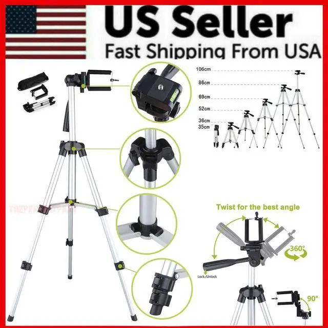 Alt view image 2 of 7 - Professional Camera Tripod Stand Holder Mount For iPhone Samsung Cell Phone+ Bag