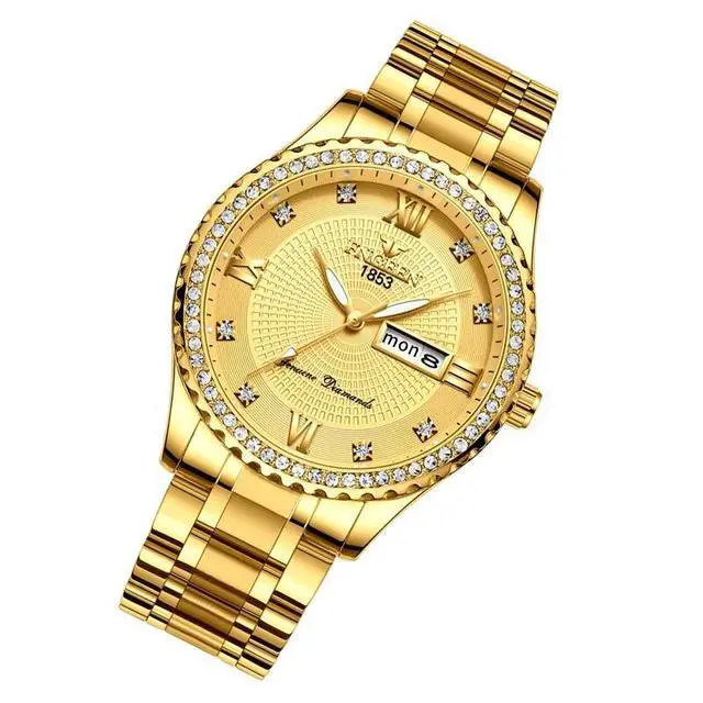 Alt view image 4 of 7 - Waterproof Gold Men's Watch Classic Stainless Steel Quartz Analog Business Gift