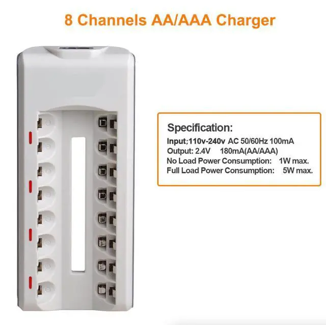 Alt view image 4 of 7 - 8 Slot Battery Charger For Ni-MH Ni-CD AA AAA Rechargeable Batteries Fast Charge