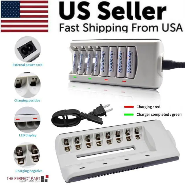 Alt view image 2 of 7 - 8 Slot Battery Charger For Ni-MH Ni-CD AA AAA Rechargeable Batteries Fast Charge