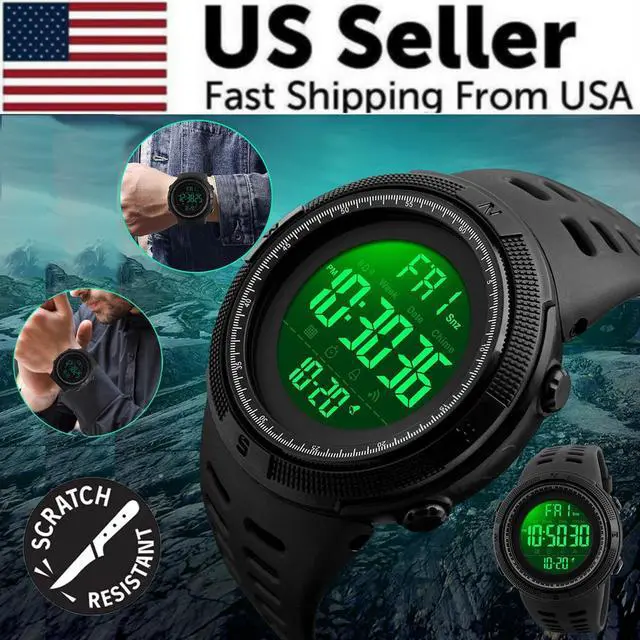Alt view image 2 of 7 - SKMEI Men's Digital Army Military Sport Quartz Analog Chrono Waterproof Watch US