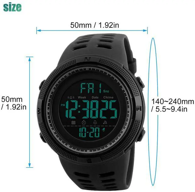 Alt view image 6 of 7 - SKMEI Men's Digital Army Military Sport Quartz Analog Chrono Waterproof Watch US