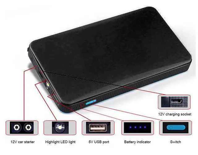 Alt view image 3 of 7 - Portable Mini Slim 20000mAh Car Jump Starter Engine Battery Charger Power Bank
