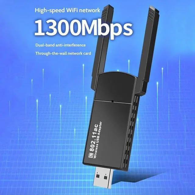 Alt view image 3 of 7 - USB 3.0 Wireless WIFI Adapter 1300Mbps Long Range Dongle Dual Band 5Ghz Network