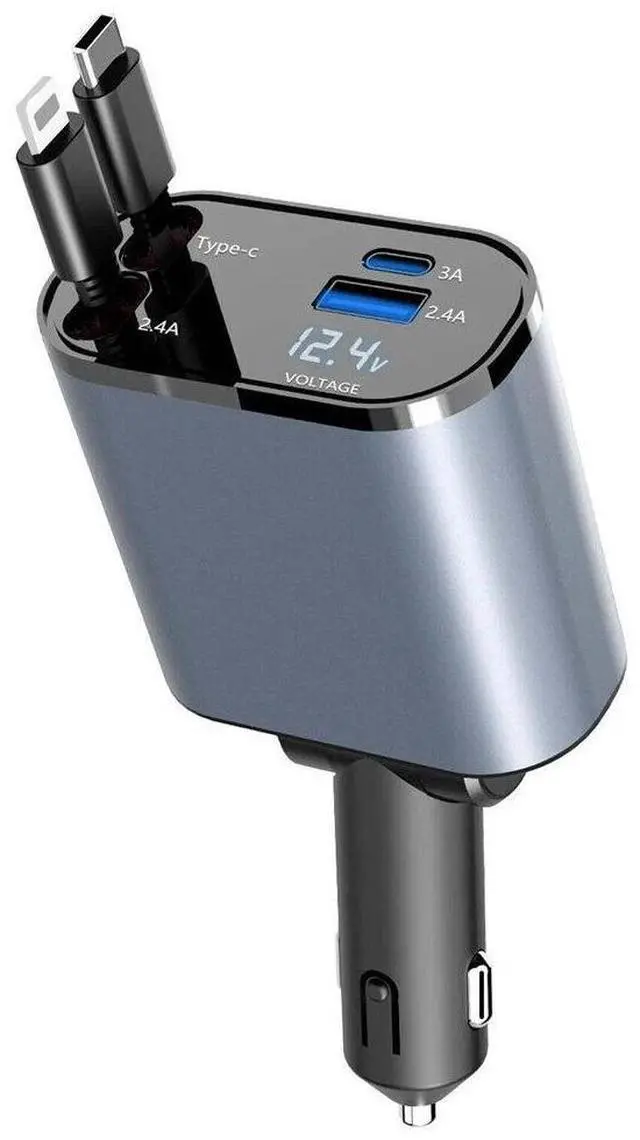 Main image of Retractable Car Charger 4 in 1 Fast Car Phone Charger 120W With USB Type C Cable