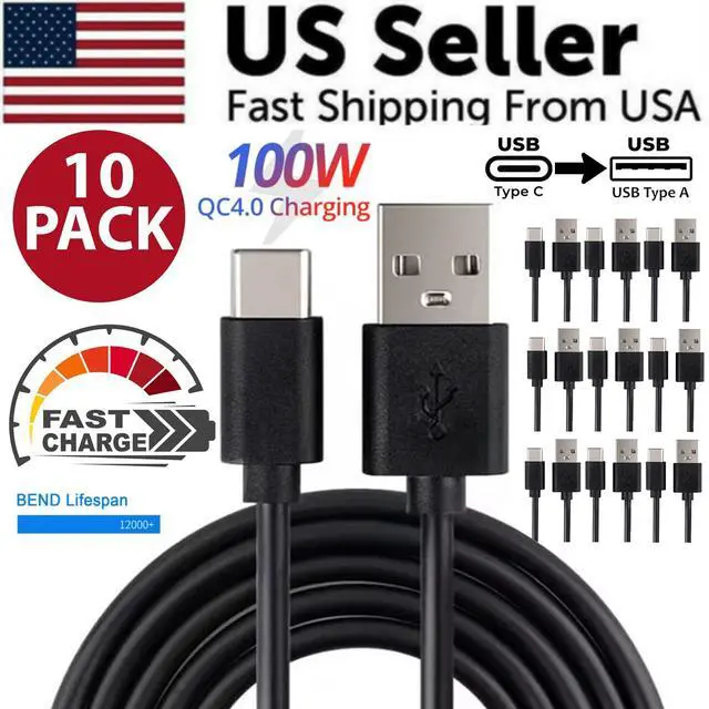 Alt view image 2 of 7 - 10x Type C to USB-A Fast Charge Cable Cord Charging Quick Charger Bulk Wholesale