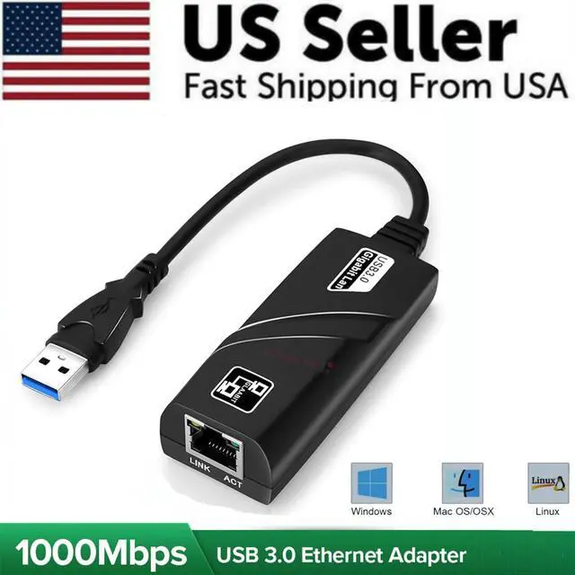 Alt view image 2 of 7 - USB 3.0 Gigabit Ethernet LAN RJ45 1000Mbps Network Adapter For Windows PC Mac