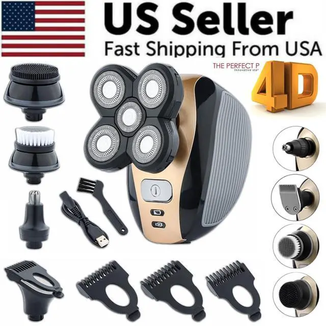 Alt view image 2 of 7 - 5-in-1 Rotary Electric Shaver 4D Rechargeable Bald Head Hair Beard Trimmer Razor