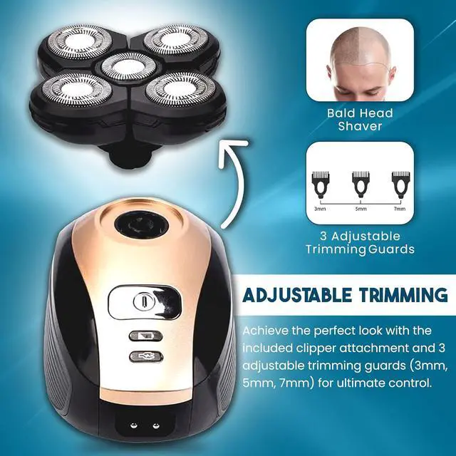 Alt view image 5 of 7 - 5-in-1 Rotary Electric Shaver 4D Rechargeable Bald Head Hair Beard Trimmer Razor
