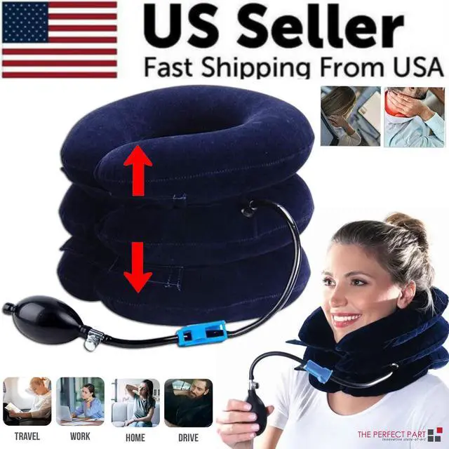 Alt view image 2 of 7 - Cervical Neck Traction Device Collar Brace Support Pain Relief Stretcher Therapy