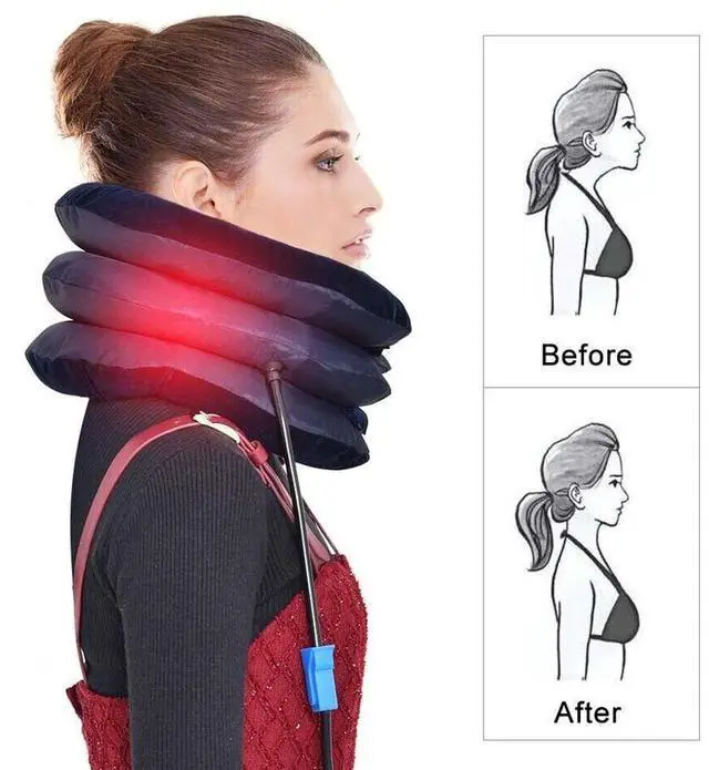 Alt view image 3 of 7 - Cervical Neck Traction Device Collar Brace Support Pain Relief Stretcher Therapy